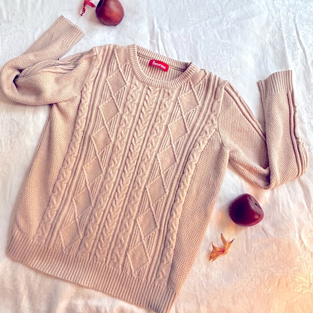 Rocorose chunky fall winter neutral sweater Size Medium GUC